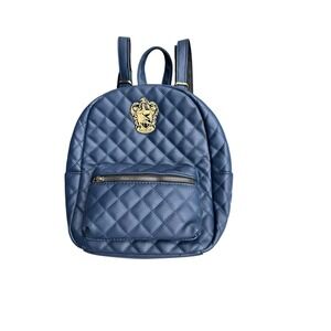 Harry Potter Ravenclaw Quilted Mini Backpack Navy Faux Leather Gold Crest
